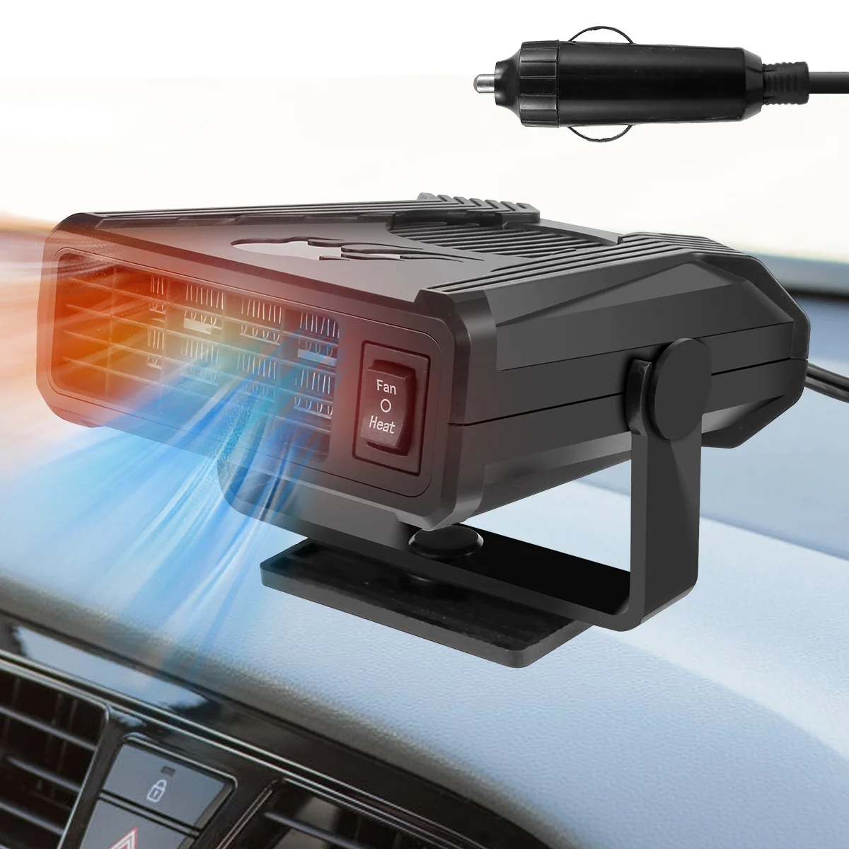 

Car Heater with Adhesive Sticker Heating and Cooling Modes 12V 120W Car Defroster 360° Rotation Car Defogger Heater Adjustable