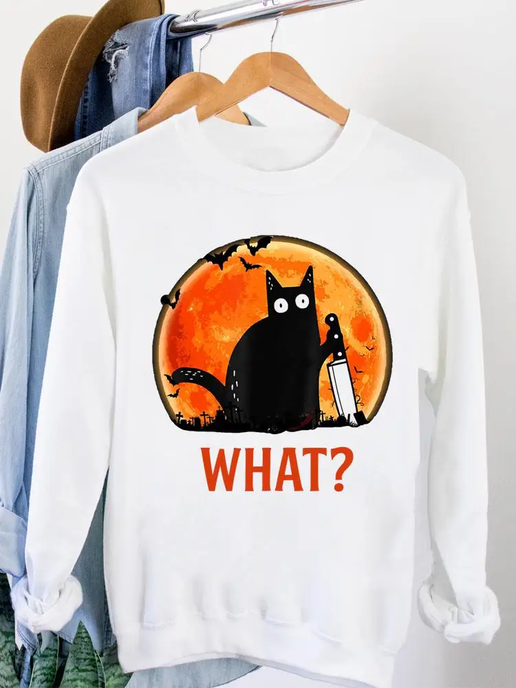

Cat Watercolor Season Women Fall Thanksgiving Halloween Autumn Clothing Fashion Pullovers O-neck Female Graphic Sweatshirts