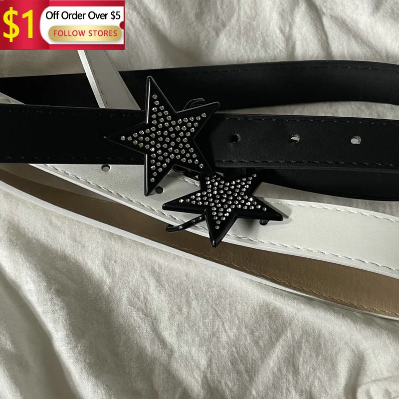 

Pentagram Belts For Women Girls Fashion Leopard Waist Belt Pu Metal Buckle Heart Pin Belt Leisure Dress Jeans Wild Waistband