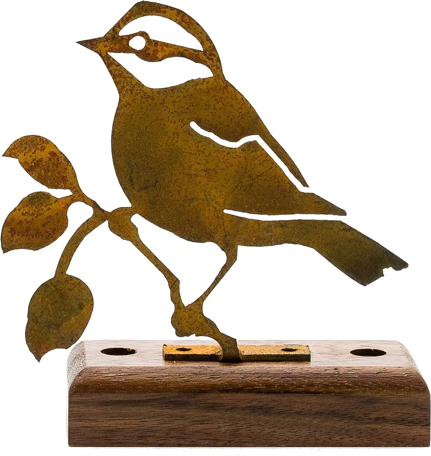 Стальной силуэт Rusty Patina с черной крышкой Chickadee — подарок природы для садового