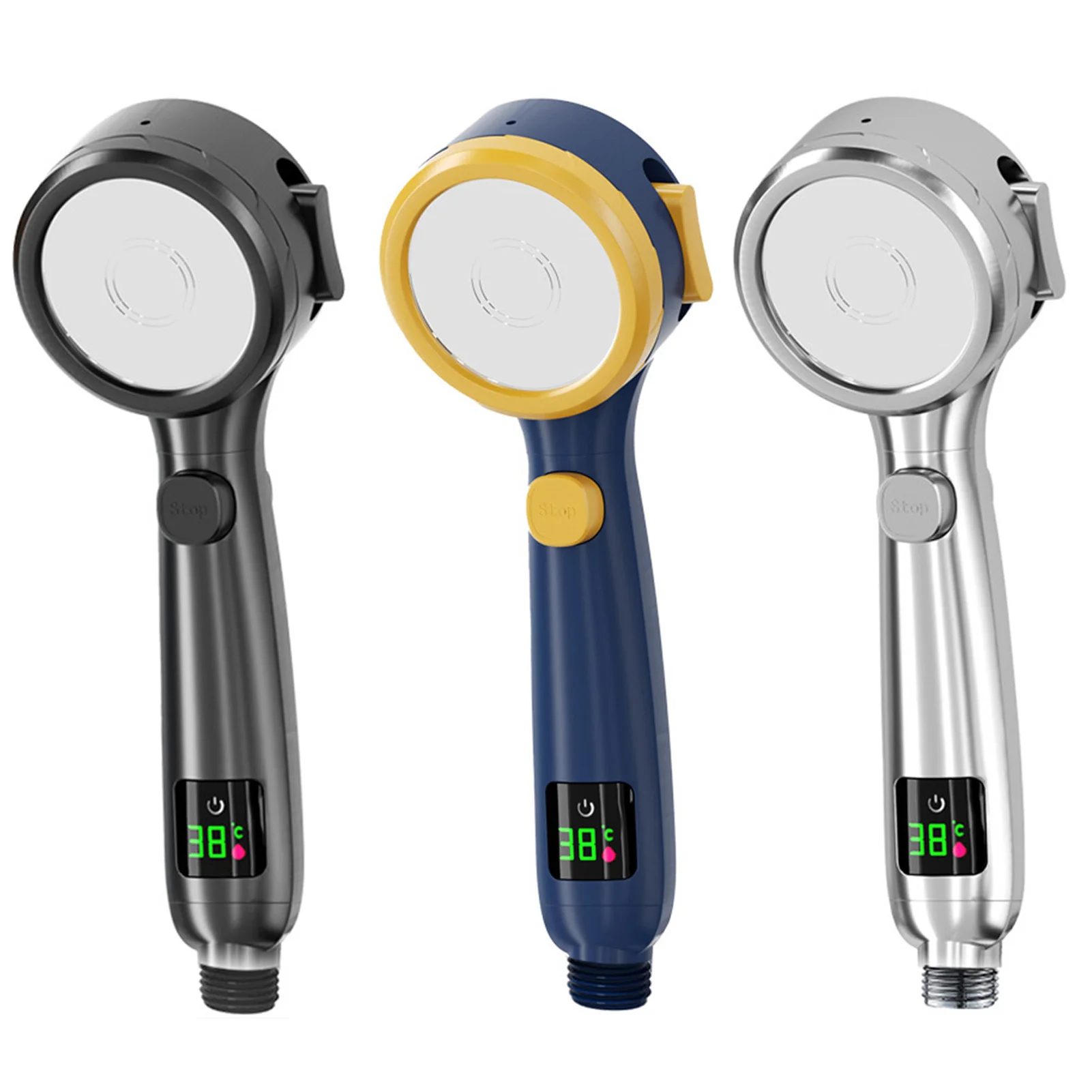 

LED Shower Head Handheld Shower Head With On Off Switch High Pressure Handheld Shower Head 4 Spray Settings Water Saving