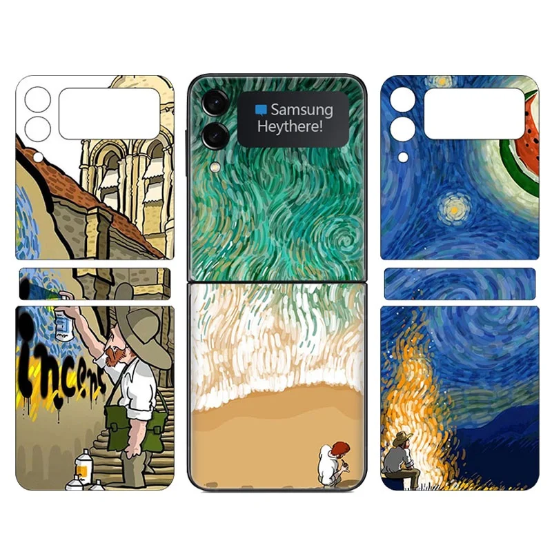 

Colorful for Samsung Galaxy Z Flip 3 4 5 Decal Skin Starry Sky Art Back Protector Film Cover Flip5 3M Wrap Change Color Stickers