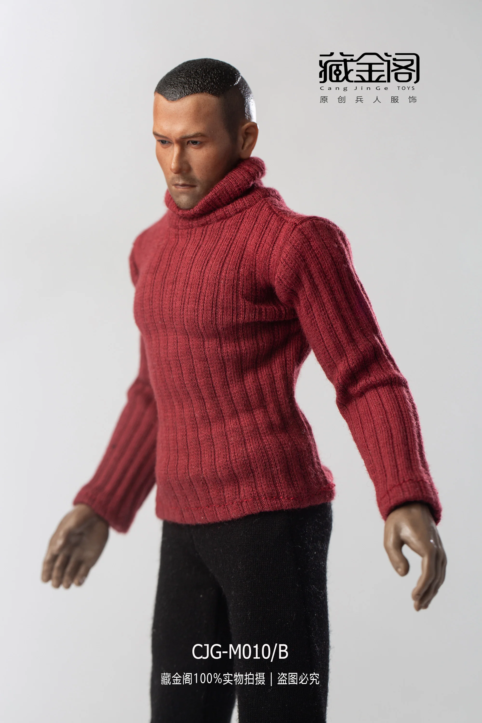 Мужская одежда в масштабе 1/6 свитер с высоким воротником черная красная белая
