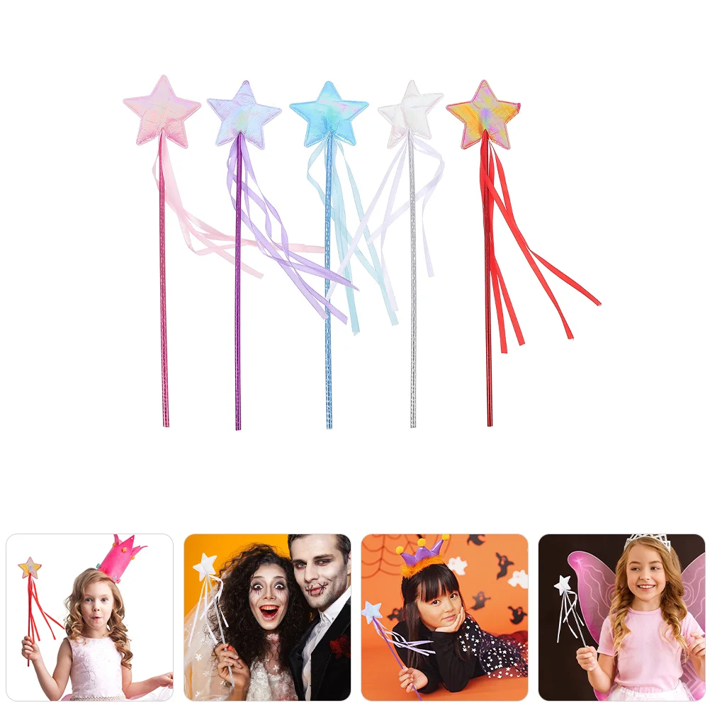 

5 Pcs Princess Toys Party Cosplay Fairy Wands Favors Girl Ab Cloth Playthings Sticks Stage Performance Child Angle