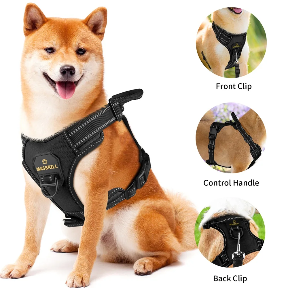 

MASBRILL Dog Harness No Pull Breathable Reflective Pet Harness Vest For Small Large Dog Outdoor Running Dogs Training Accessorie