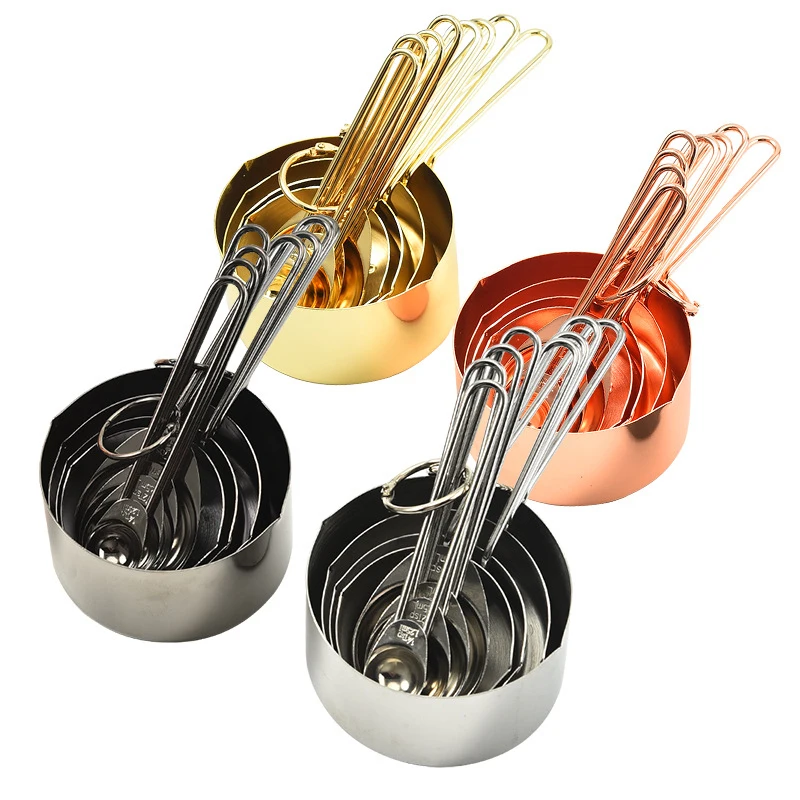 

8pcs stainless steel measuring cup measuring spoon set for kitchen gadgets and baking accessories Scales Cookware tools cooked