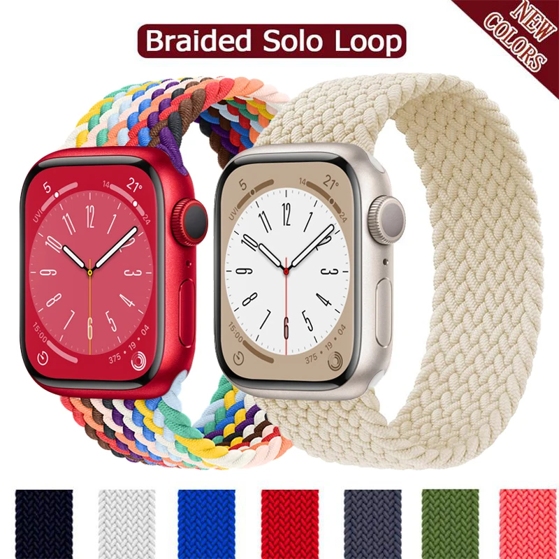 Strap For Apple Watch Band 44mm 40mm 45mm 41mm 42mm 38mm 49mm Solo Loop Elastic Fabric Bracelet iWatch series 7 3 5 SE 6 8 Ultra