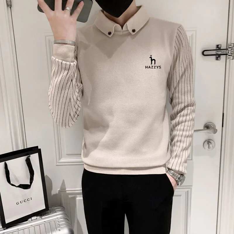 

Одежда для гольфа Hazzys, Мужская блузка, одежда для гольфа сезона осень 2023, Высококачественная имитация двух предметов, вязаная рубашка для гольфа, роскошный брендовый свитер для гольфа