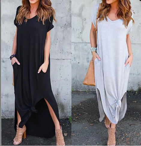 Maternity Gown Summer Fashion Pregnancy Dress Round Neck Maternity Clothes Dress Stretch Slim Maxi Maternity Dresses