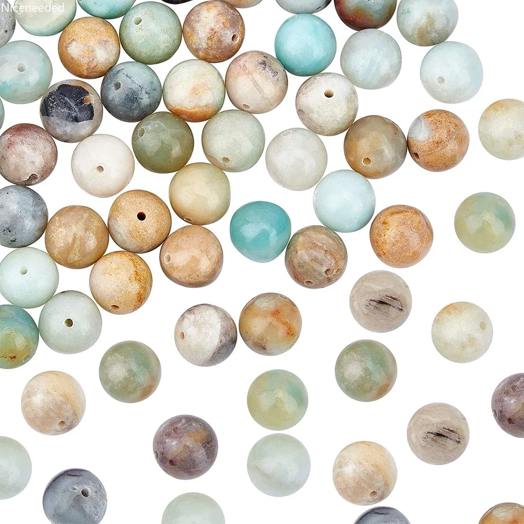 

76pcs Natural Amazonite Beads 10mm Energy Beads Round Loose Gemstone Beads for Bracelet Necklace Jewelry Making