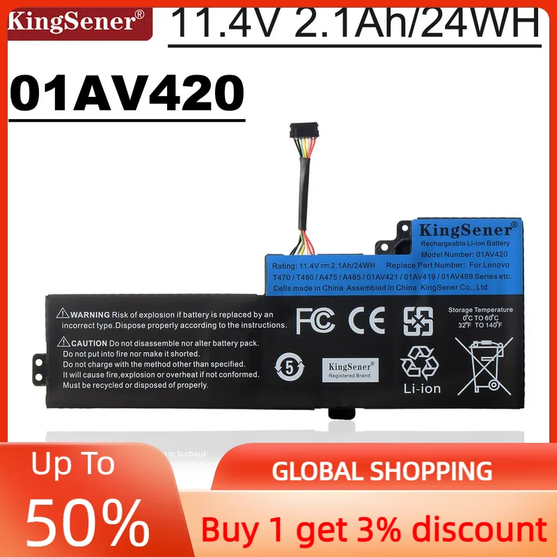 Внутренняя батарея KingSener для Lenovo ThinkPad T470 T480 A475 A485 TP25 01AV419 01AV421 01AV489 01AV420 SB10K97576 SB10K97578