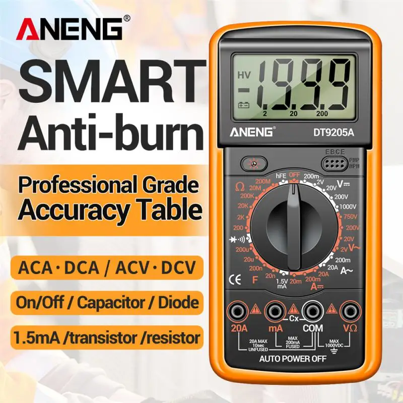 

Groove Fit Analog Tester Household Accessories Multimetro Transistor Capacitor Dt9205a-12 Digital Multimeter Home-appliance
