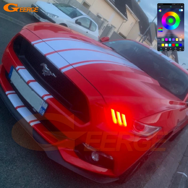 

Для Ford Mustang 2015 2016 2017 Bluetooth совместимое приложение многоцветный ультра яркий RGB комплект светодиодов «глаза ангела» Halo кольца DRL доски