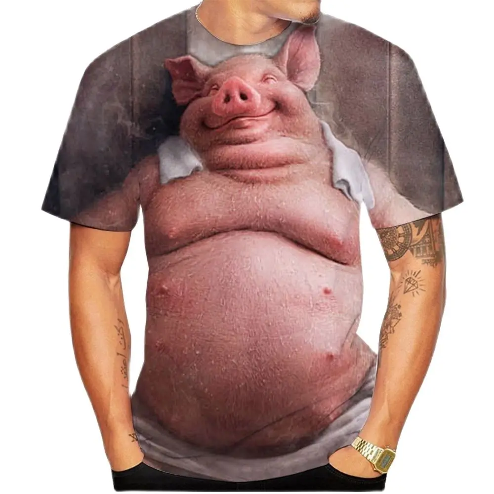 

Summer New T-shirt Popular Novelty Animal Pig 3D Printing T-shirt Interesting Pig Casual Top Breathable and Comfortable Sof T-sh