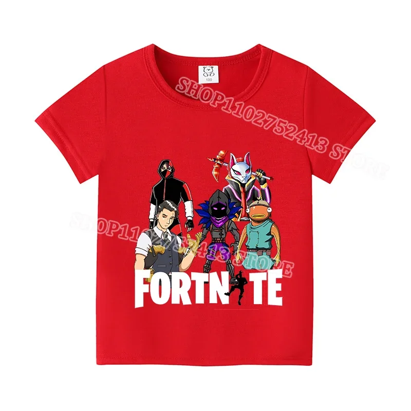 Фото Футболка Fortnite Fortress Night для девочек и мальчиков, летняя одежда, детские футболки с принтом, детские топы с короткими рукавами, футболки с аниме-принтом для малышей, подарок №3