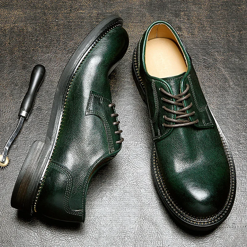 Благородные мужские элегантные кожаные туфли в стиле ретро, мягкие высококачественные Британские оксфорды ручной работы с круглым носком, повседневные мужские