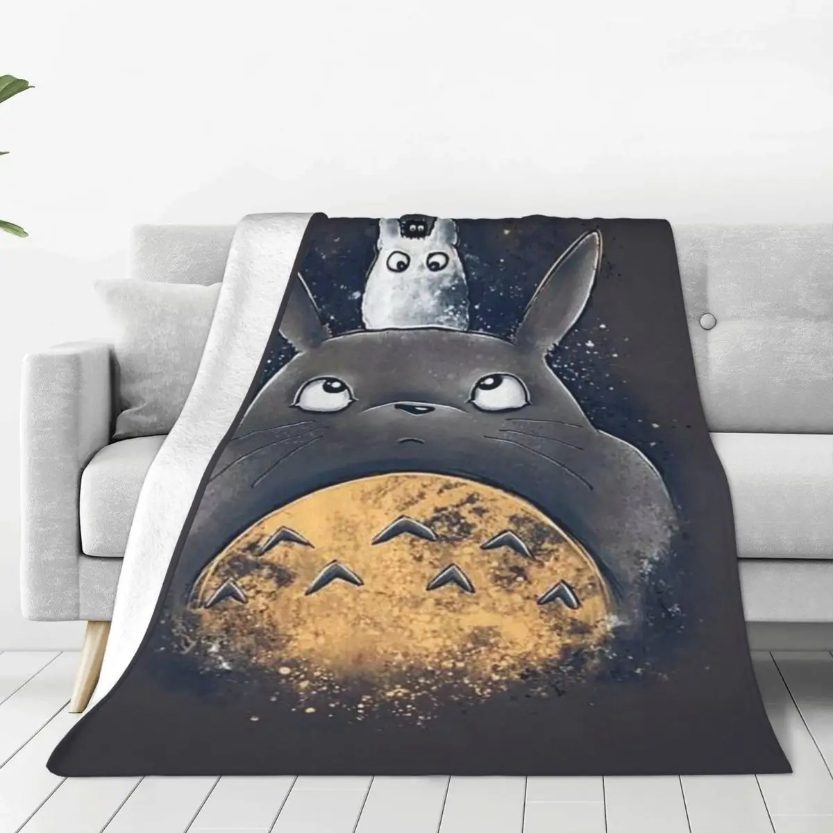 

Totoro Cartoon Blanket Sofa Cover Fleece Autumn/Winter Cartoon Collage Vintage Warm Throw Blankets for Sofa Travel Bedspread
