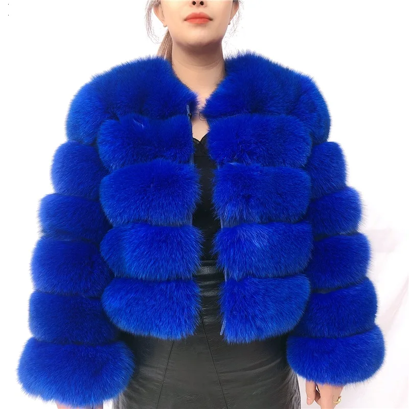 High Quality Natural Fox Fur Coat Long Sleeve Real Fox Fur Jacket Winter Natural Raccoon Women Fur Coat Silver Fox Red Fox Fur