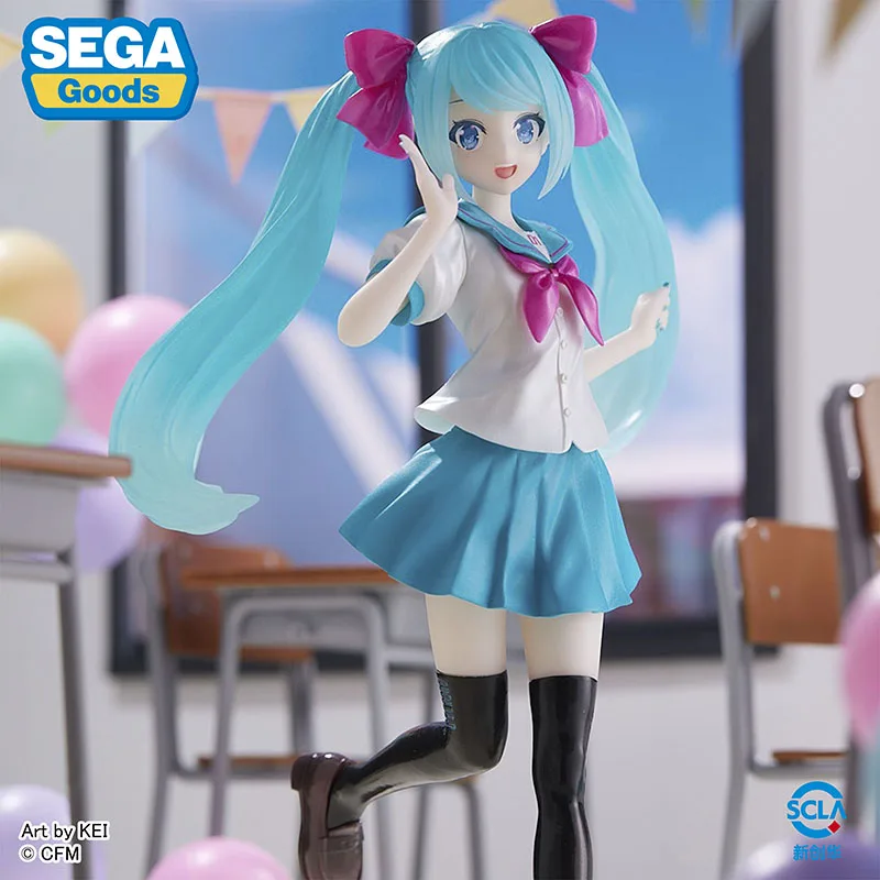 

2023 August SEGA Vocaloid Hatsune Miku 16th Figure Doll Original School Uniform Miku Figurine Toy Model for Fans Collection Gift
