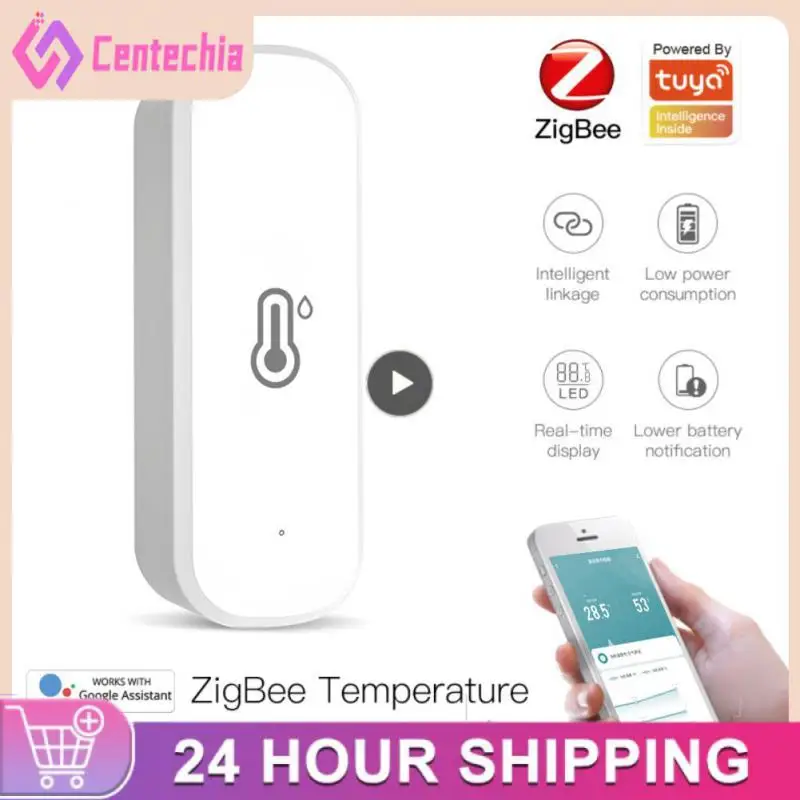 

Voice Control Tuya Zigbee Smart Temperature And Humidity Sensor Temperature And Humidity Sensor Remote Monitor Battery Powered