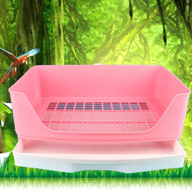 

Large Rabbit Litter Box with Drawer Place Firmly Pet Bedpan Corner Toilet Box