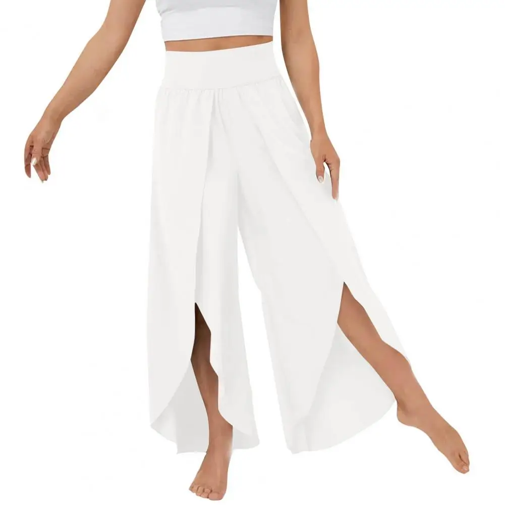 

Yoga Pants Lightweight Split Wide Leg Baggy Yoga Pants Wide Elastic Waistband Breathable Leisure Pants Daily Clothing