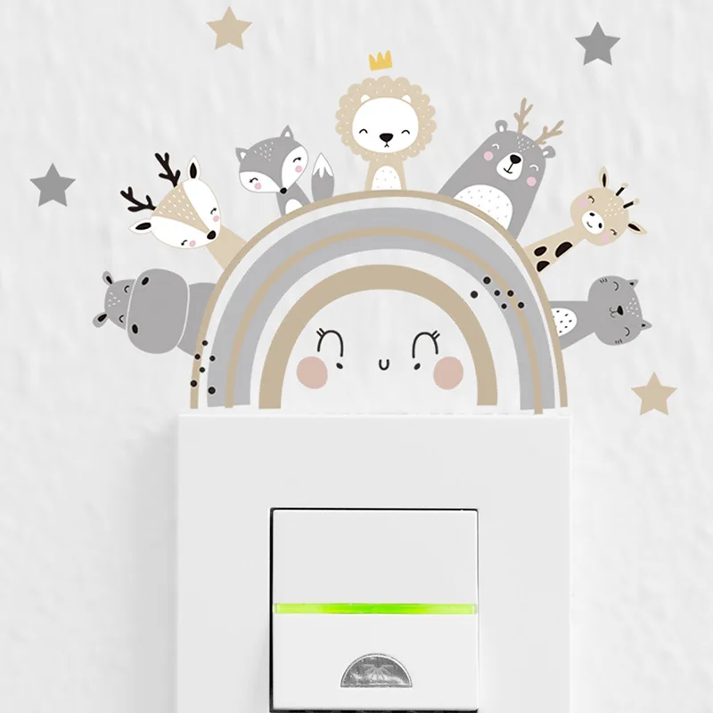 1 шт. Мультяшные животные переключатели наклейки для детской комнаты декор