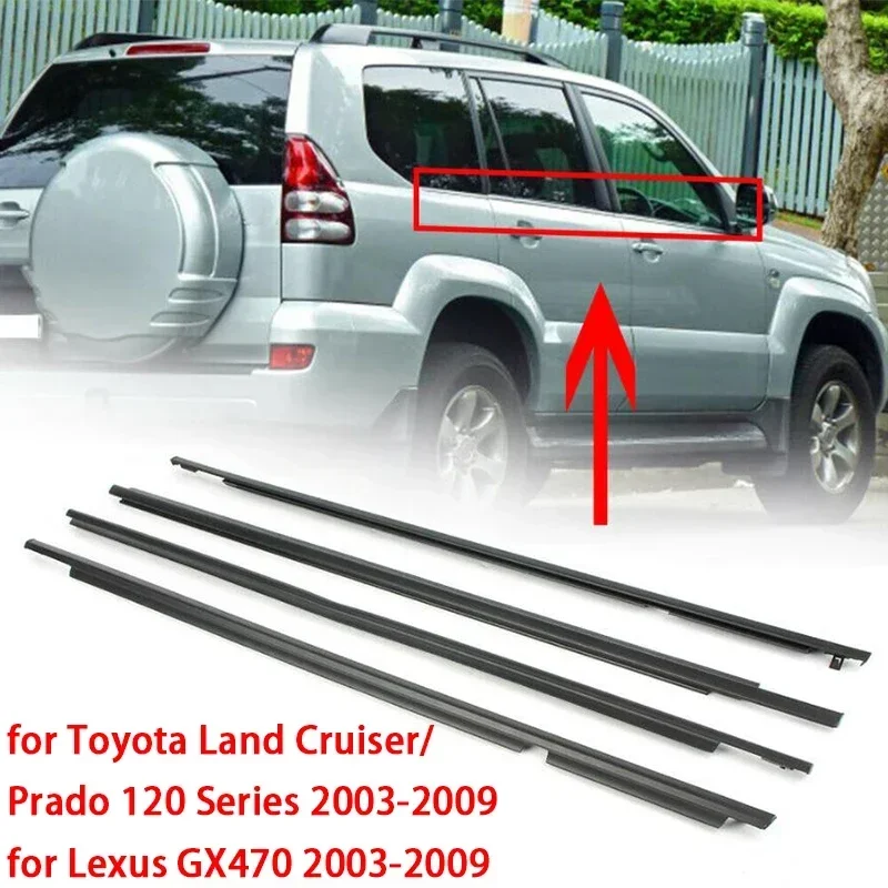 

4 шт. черные автомобильные уплотнители для боковых окон для Toyota Land Cruiser/Prado 120 Series/Lexus GX470 2003-2009