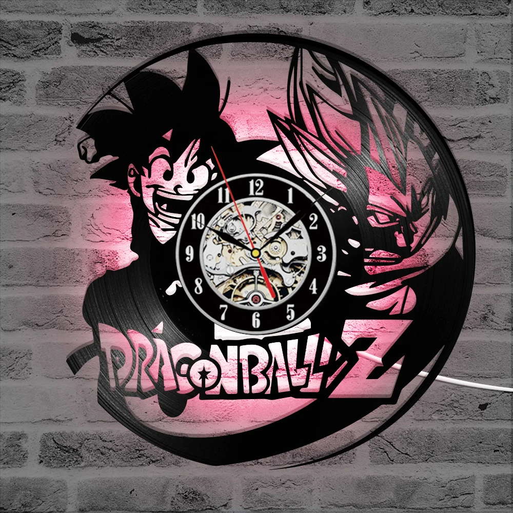 

Cartoon Anime Son Goku Kakarotto CD Vinyl Record Wall Clock DIY Removable Art Watch Clock Black Duvar Saati Home Room Decor