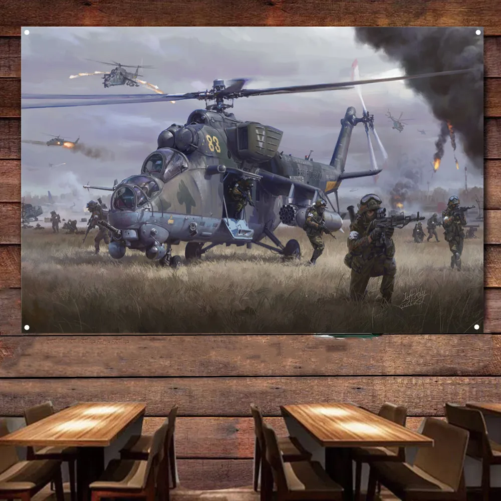 

Декоративный баннер LOSICOE Вооружённая атака вертолёта