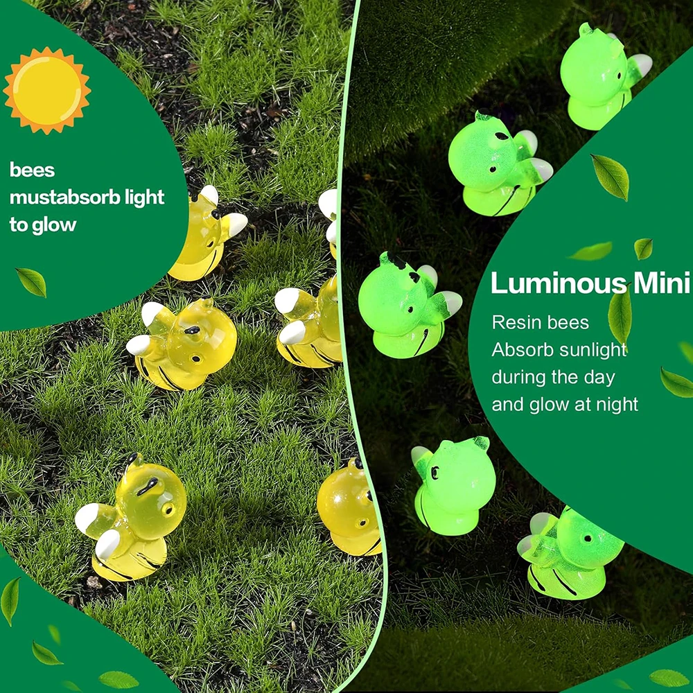 50 шт. светящиеся мини-фигурки пчел мини-смоляные пчелы крошечные смоляные для DIY