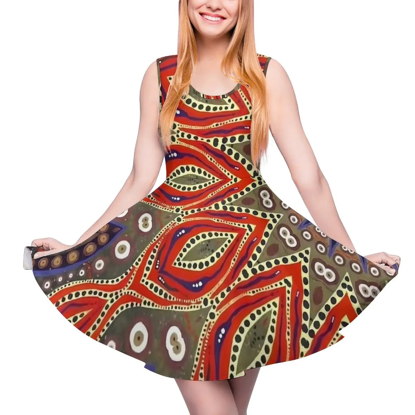 

Платье с высокой талией и абстрактным принтом сглаза