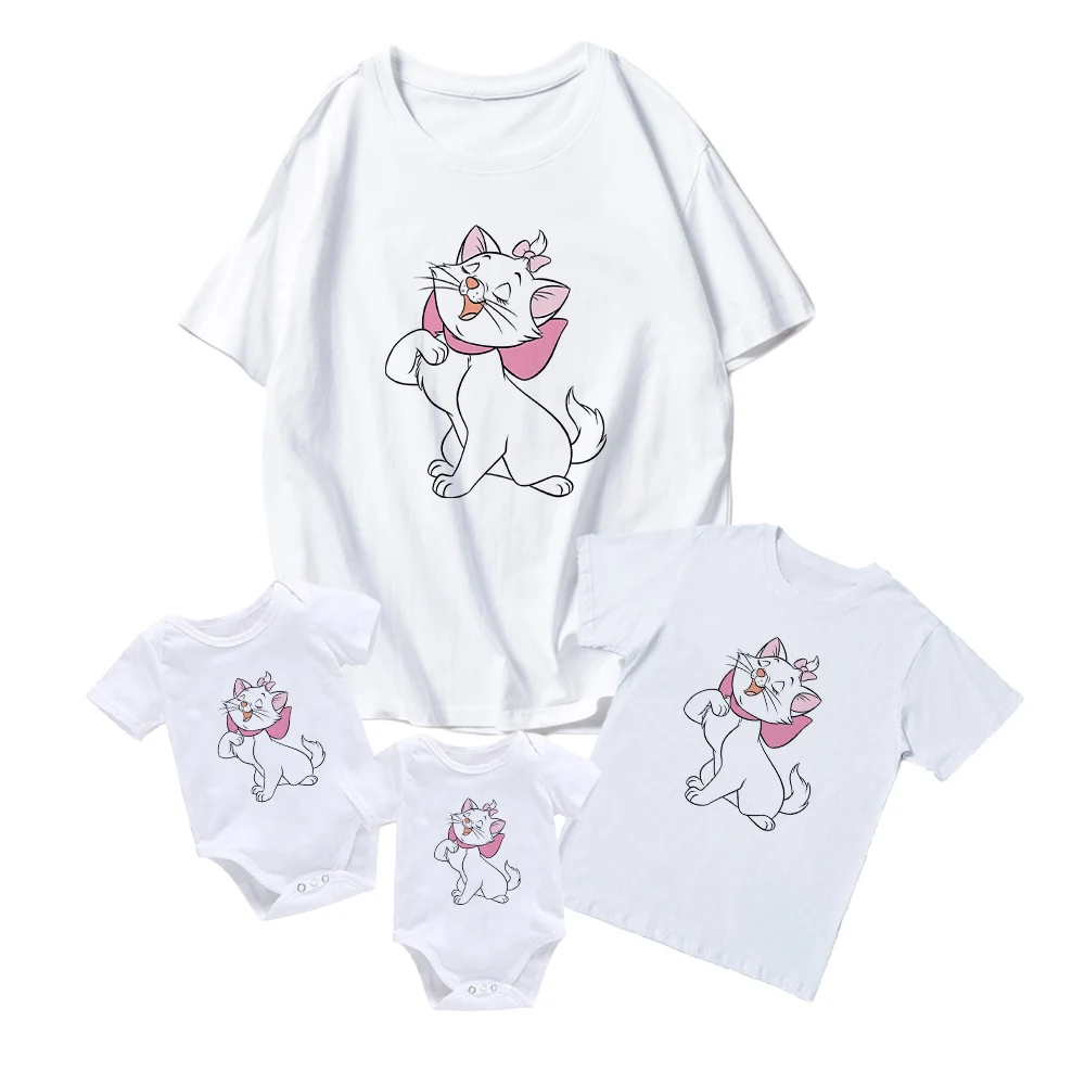 

Disney Marie Cat T Shirts Modern Kids Short Sleeve Baby Girl Boy Baby Romper Family Matching Clothes Adult Unisex T-Shirts Cool