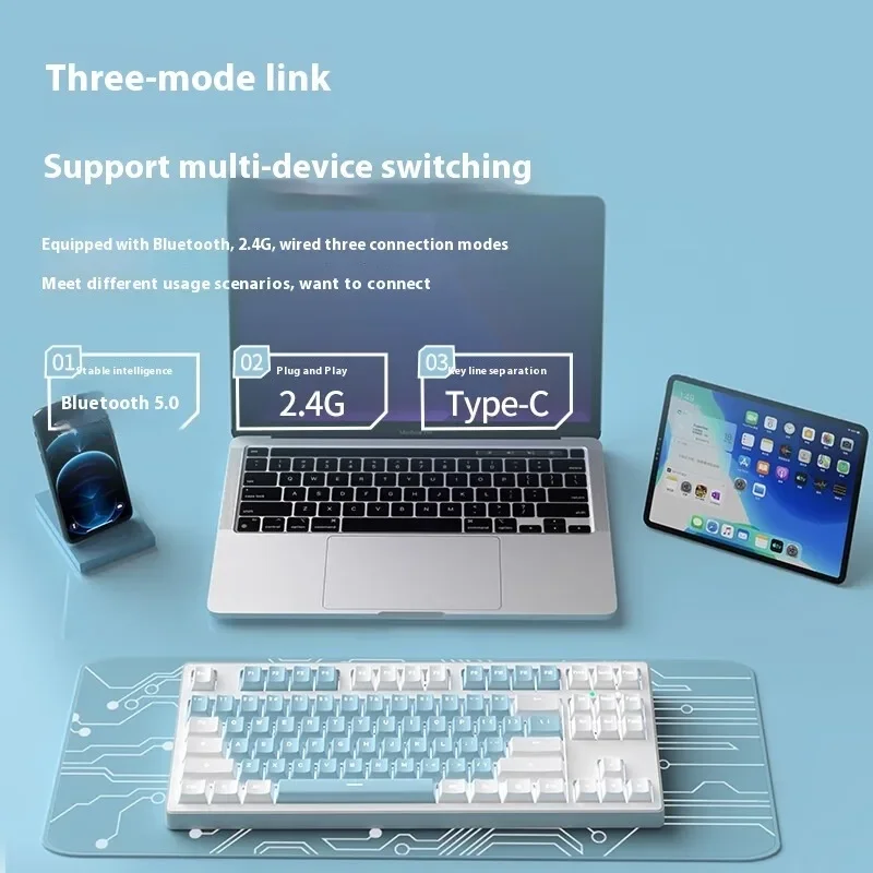 EWEADN MT87 Беспроводной офисный комбинированный розовый эстетический бесшумный