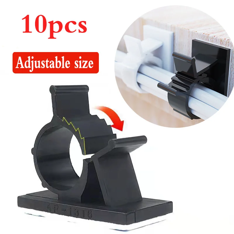 

10pcs Cable Organizer Self Adhesive Cable Clips Table Cable Management Adjustable Cord Holder For Car PC TV Charging Wire Winder
