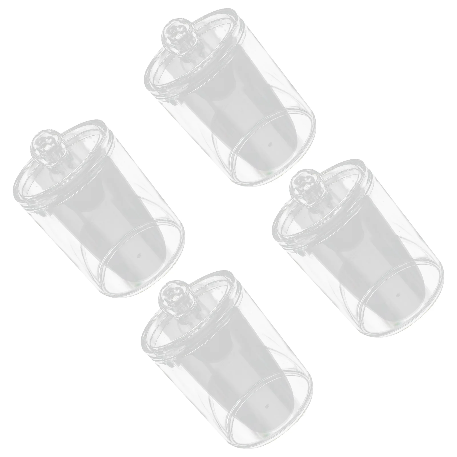 

4pcs Cotton Swab Storage Boxes Transparent Round Makeup Cotton Boxes