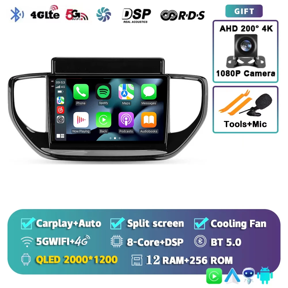 

Для Hyundai Solaris 2 II 2020-2021 Android 15 2K QLED Автомобильный радиоприемник Мультимедийный видеоплеер GPS стерео CarPlay Головное устройство 4G WIFI