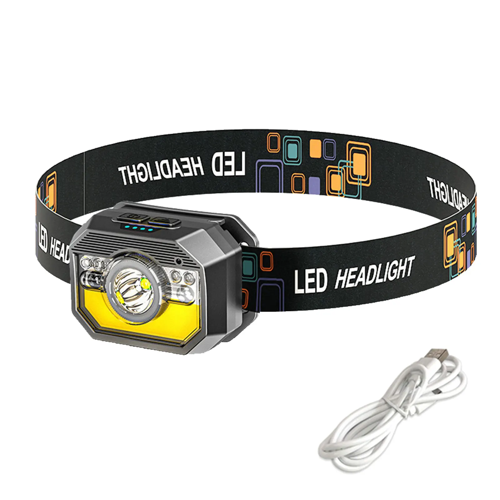 

Night Running Warning Light Headlamps Waterproof USB Rechargeable Gesture Sensor Highlight Hunting Outdoor Camping Lightweight