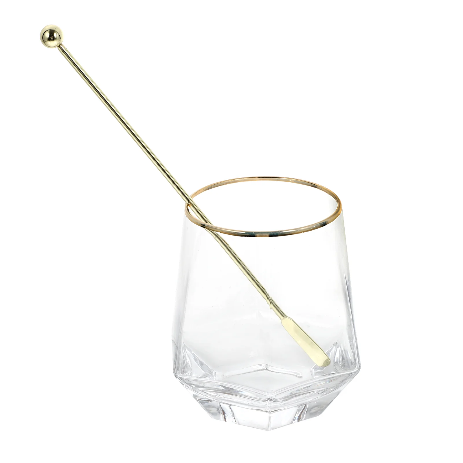 Beverage Storage Cup Breakfast Mug Simple Mug with Stirring Rod (Golden)