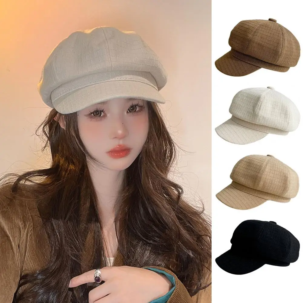 

Solid Color Hat Stylish Vintage Beret Breathable Wide Brim Women's Hat for Fall Winter Lightweight Washable Cold Resistant Lady