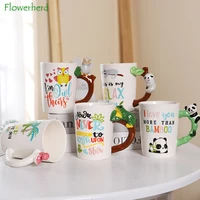 cartoon ceramic cup cute animal handle mug small animal shape handle ceramic water cup breakfast cup cute coffee mugs and cups