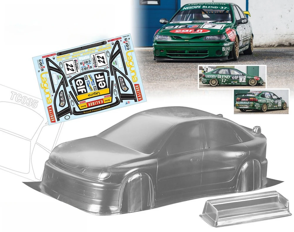 TC035 1/10 renaulaguna BTCC прозрачный корпус Lexan. Радиоуправляемый туристический автомобиль