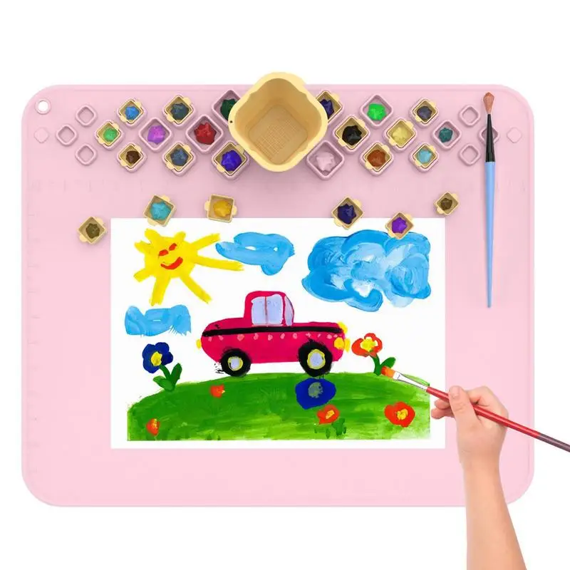 

Silicone Mats Crafts Silicone Paint Mat For Kids Painting Mat With Water Cup Paint Holder Painting Mat With Water Cup Paint Hold