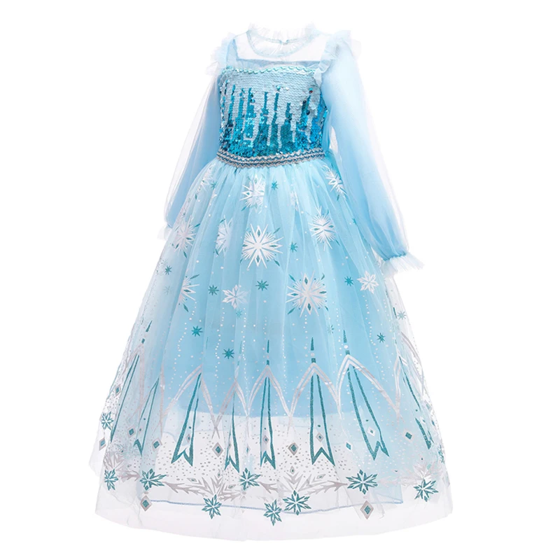 

Fancy Spring New Children's Clothing Snowflake Net Yarn Aisha Princess Dress For Girls Cosplay Show Performance Dresses 3-9 Year