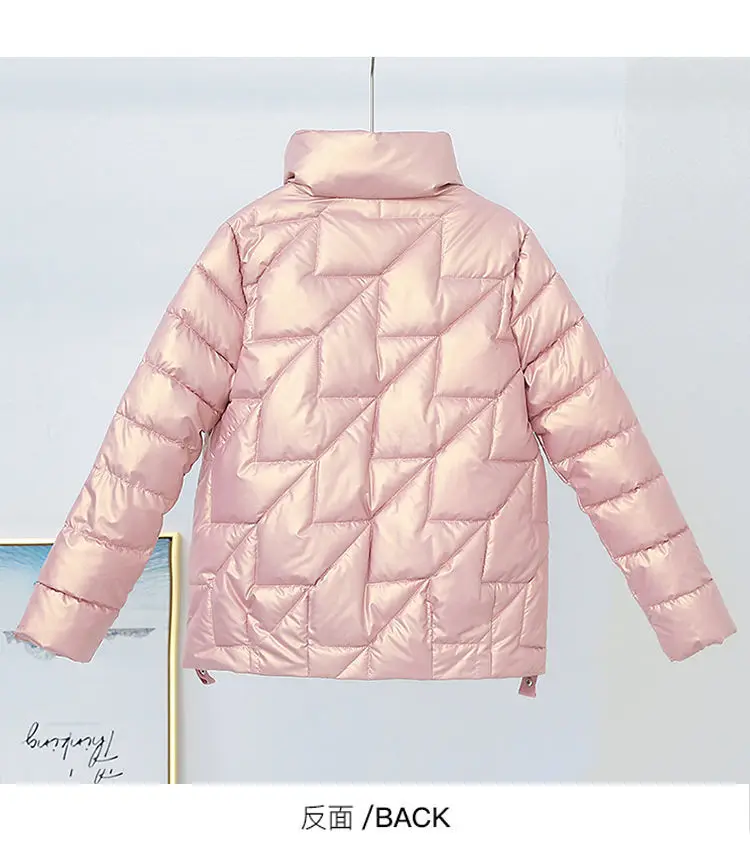 2023 New Winter Jacket Parkas Women Glossy Down Cotton Jacket Stand Collar Parka Warm Female Cotton Jacket Casual Outwear A15