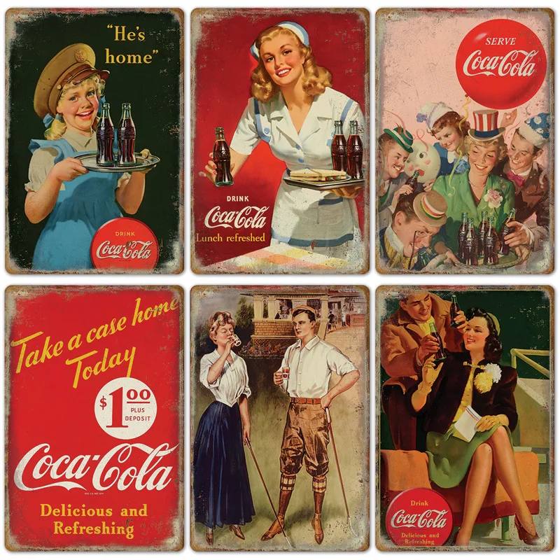 

Metal Tin Sign Retro Cola Advertising Poster Metal Sign Rusty Tin Plaque Sexy Women Metal Posters for Pub Bar Garage Wall Decor