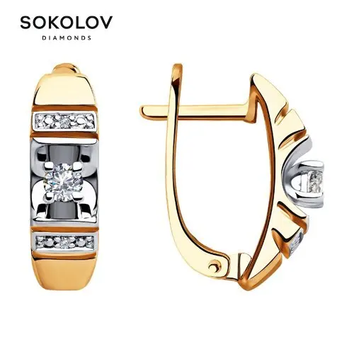 Серьги SOKOLOV Diamonds из комбинированного золота с бриллиантами Золото 585 Женские 2023