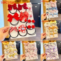 10 pcsset children cute colors flower bow elastic hair bands girls lovely sweet scrunchies rubber bands kids hair accessories