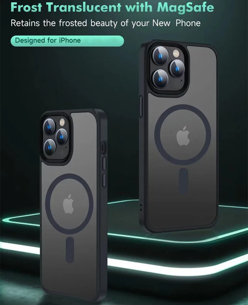 Luxury Magnetic For Magsafe Wireless Charging Phone Case For iPhone 14 13 12 11 Pro Max Plus Transparent Matte Shockproof Cover