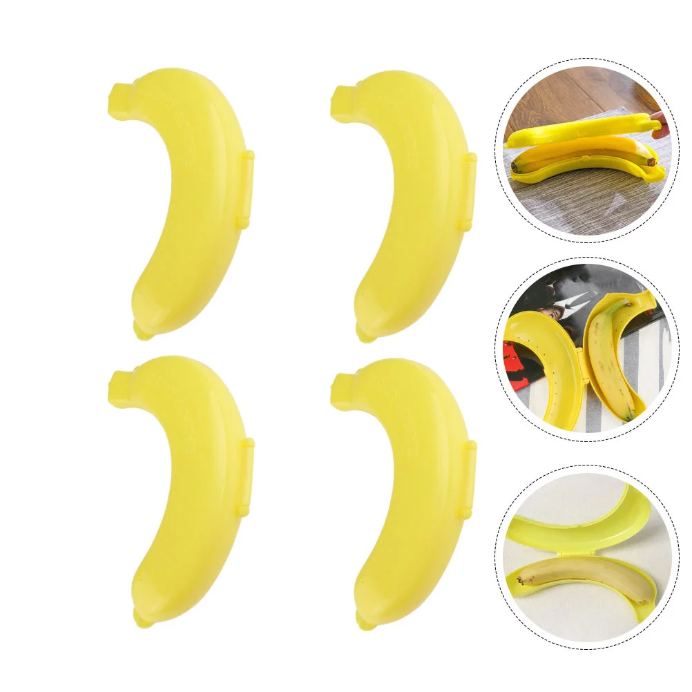 

4 Pcs Banana Protection Box Portable Case Multi-function Protector Plastic Sealed Container Protective Agent Lovely Travel